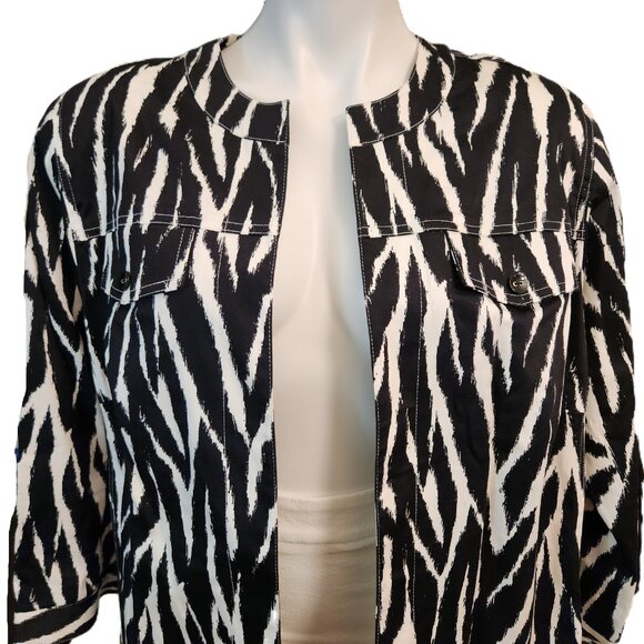 ❤️ 4/$20 Alfred Dunner sports jacket blazer Women 16W Zebra black white pockets - Picture 3 of 14